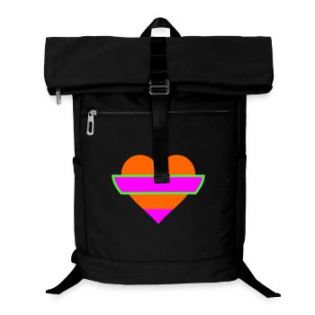 Neon Herz mit Pink und geometrischer Abstufung. - Laptop-Rucksack  - Schwarz - Vorne