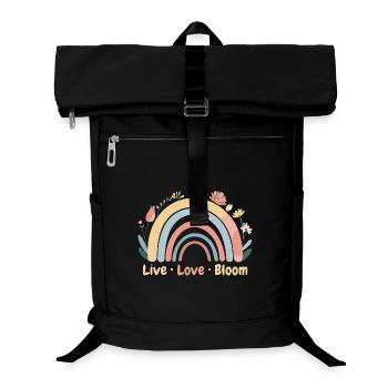 Pastel Floral Rainbow – Live Love Bloom - Laptop-Rucksack  - Schwarz - Vorne