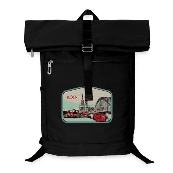 Panoramablick Köln Illustration - Laptop-Rucksack  - Schwarz - Vorne