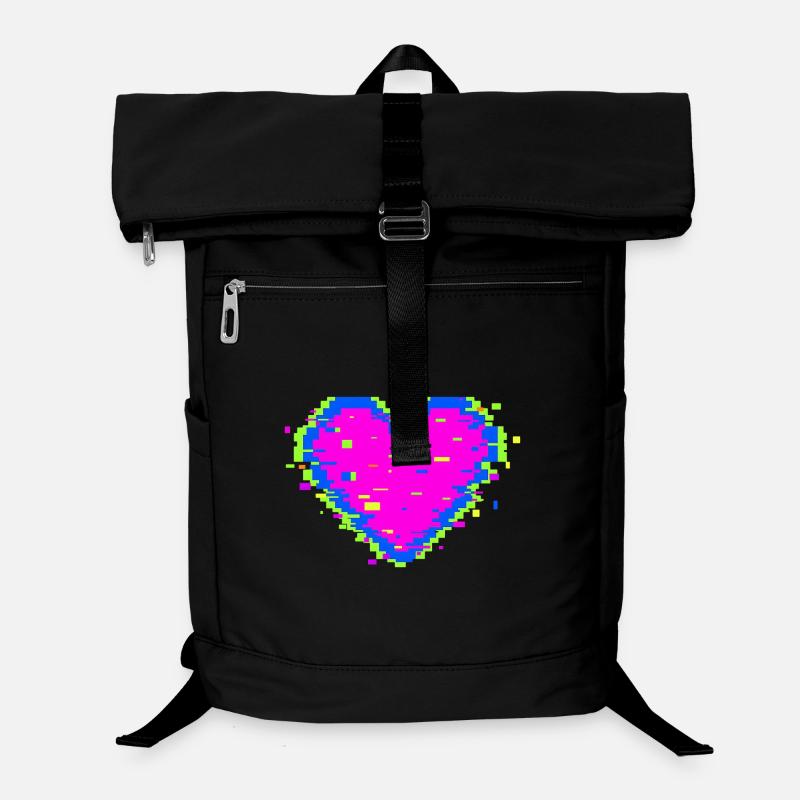 Pixel Heart Glitch Love Illustration Laptop-Rucksack 