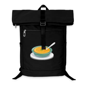Soupe aux légumes dans une assiette avec une cuillère - Sac à dos ordinateur - noir - Devant