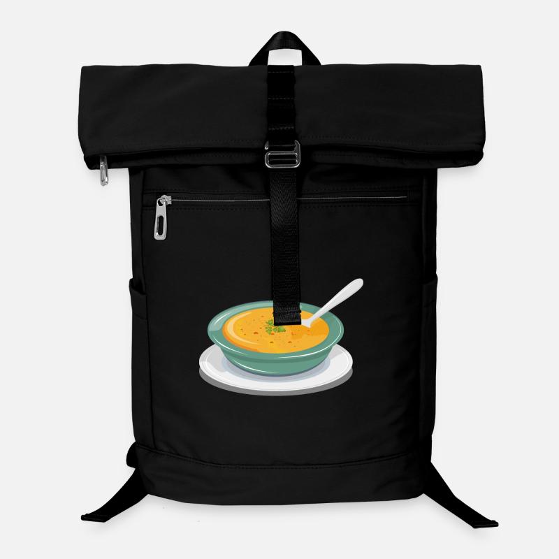 Vegetable soup in a plate with a spoon Laptop Backpack