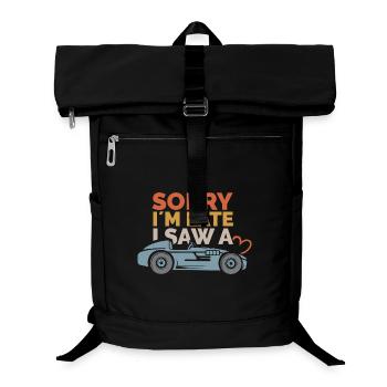 Sorry, i´m late – Auto Sprüche Design - Laptop-Rucksack  - Schwarz - Vorne