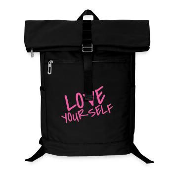 Love Your Self – Pink Selflove Statement - Laptop-Rucksack  - Schwarz - Vorne