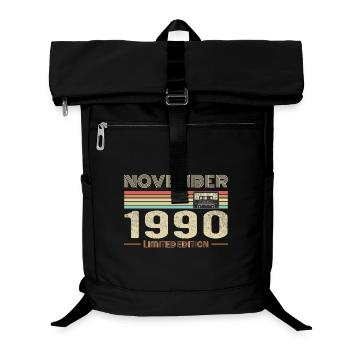 November 1990 Vintage Birthday Retro Tee - Laptop Backpack - black - Front