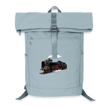 Dampflok Retro-Illustration - Laptop-Rucksack  - Eisblau - Vorne