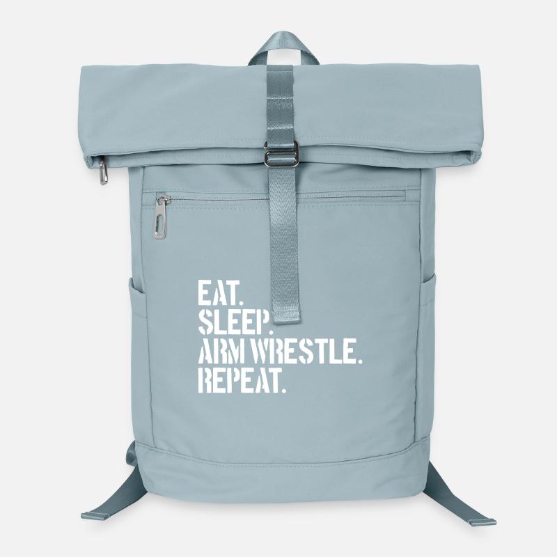 Eating, sleeping, arm wrestling, repeating, arm wrestling Laptop Backpack