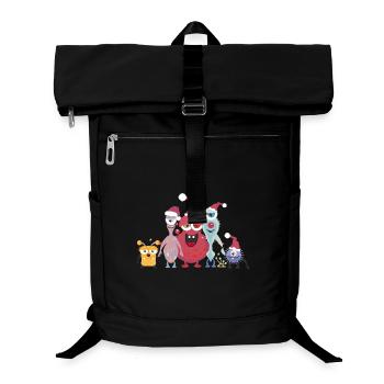 fröhliche bunte Monster Familie feiert Weihnachten - Laptop-Rucksack  - Schwarz - Vorne