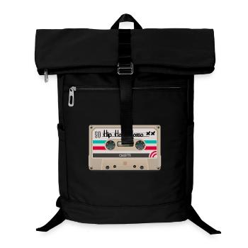 Kassetten-Hip-Hop-90er-Vibe - Laptop-Rucksack  - Schwarz - Vorne