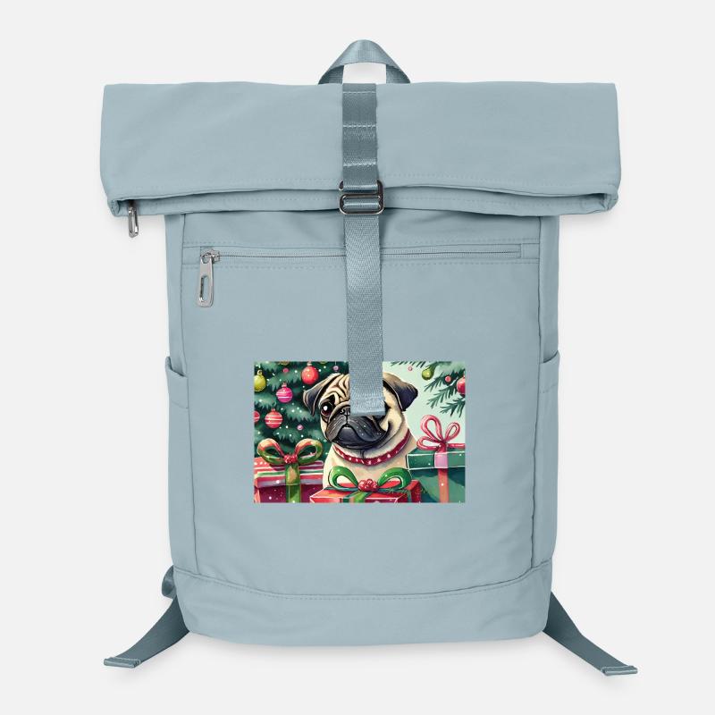 Cute Christmas Pug with Gifts Laptop Backpack