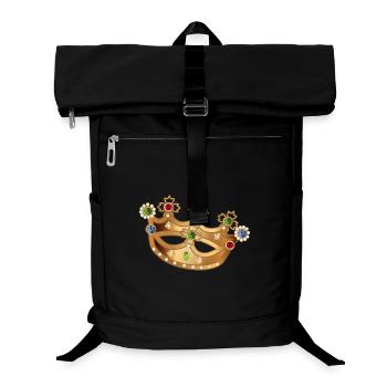 goldfarbene Krone mit Edelsteinen und Perlen - Laptop-Rucksack  - Schwarz - Vorne