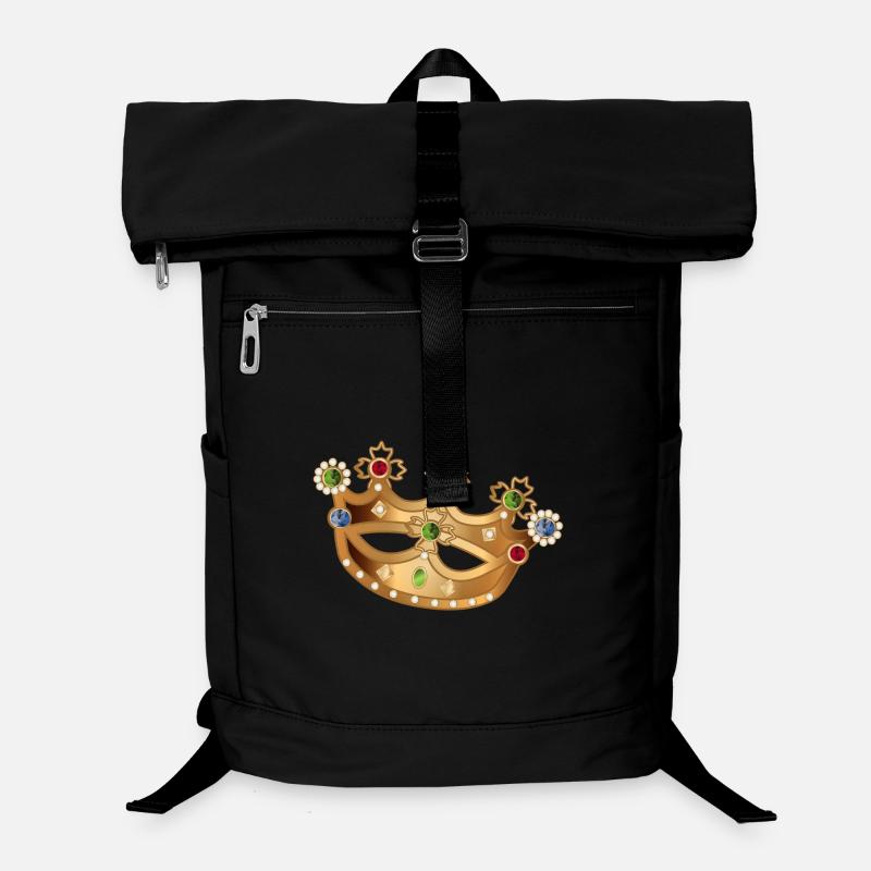goldfarbene Krone mit Edelsteinen und Perlen Laptop-Rucksack 