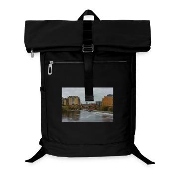 Urbane Flussszene mit Brücke - Laptop-Rucksack  - Schwarz - Vorne