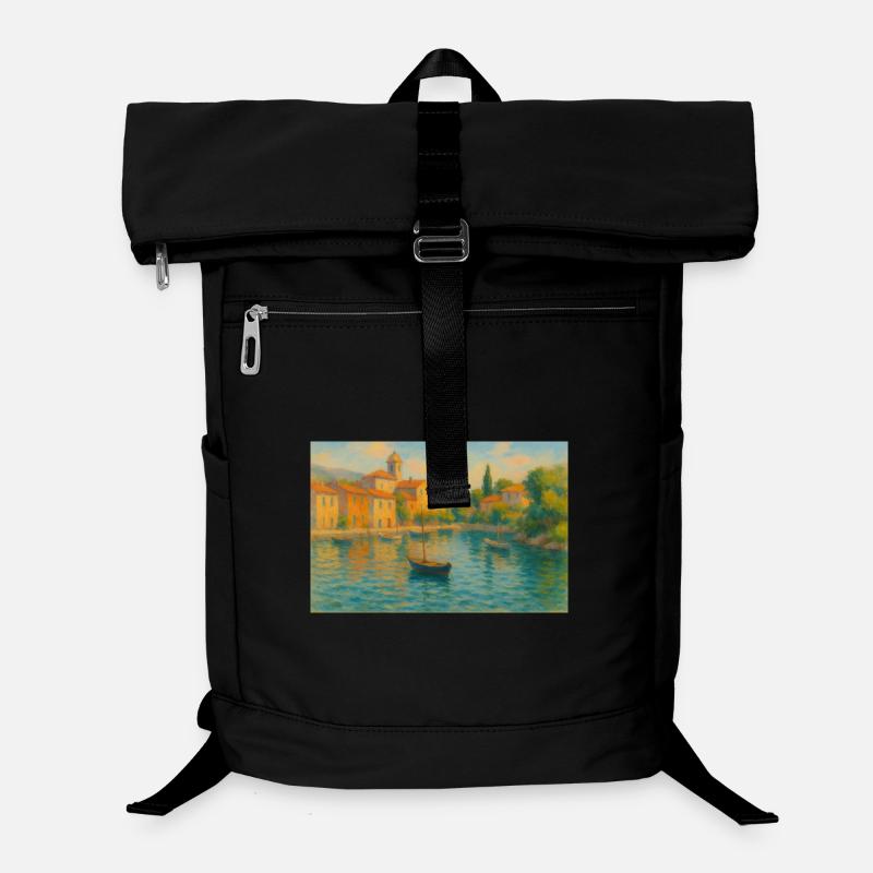 Harbour idyll in the sunlight Laptop Backpack