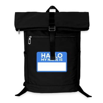 Hallo Name Blau Namensschild - Laptop-Rucksack  - Schwarz - Vorne