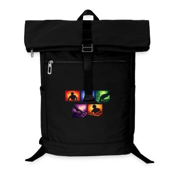 Schallwellen DJ-Set Farbexplosion - Laptop-Rucksack  - Schwarz - Vorne
