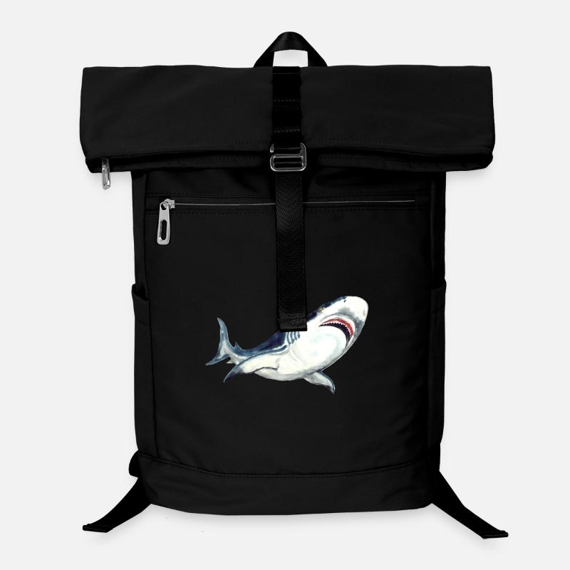 Great White Shark Watercolor Shark Art Shirt Laptop Backpack