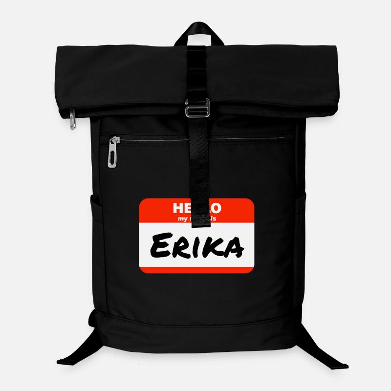 Hello My Name Is Erika Red Label with First Name Laptop Backpack