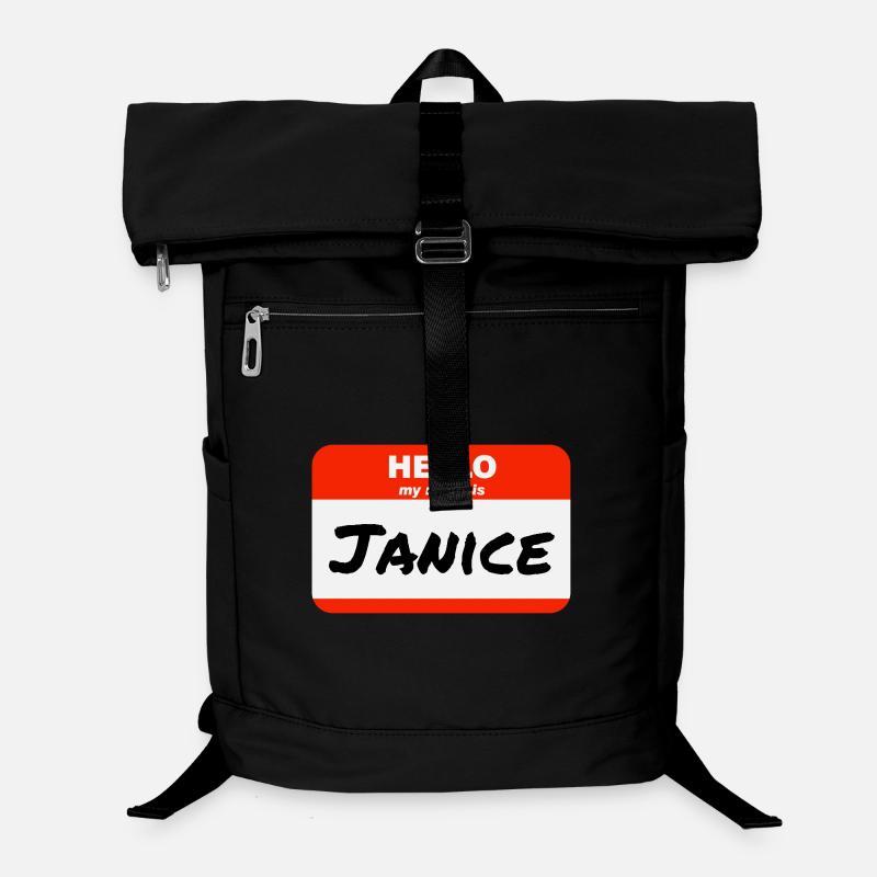 Bonjour, je m’appelle Janice Étiquette Étiquette Étiquette Sac à dos ordinateur