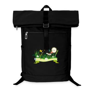 prairie printanière luxuriante avec des fleurs et des insectes - Sac à dos ordinateur - noir - Devant