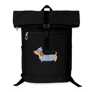 Oh my dog! - Blue stripes - Laptop Backpack - black - Front