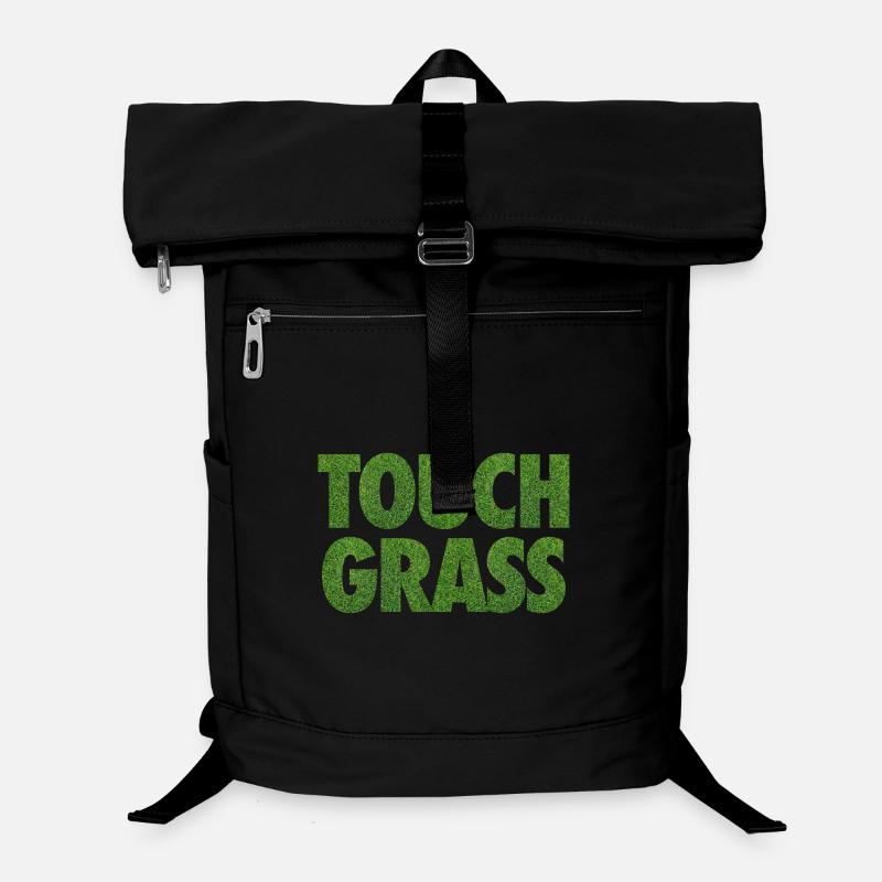 Slogan Internet du mème Touch Grass Sac à dos ordinateur