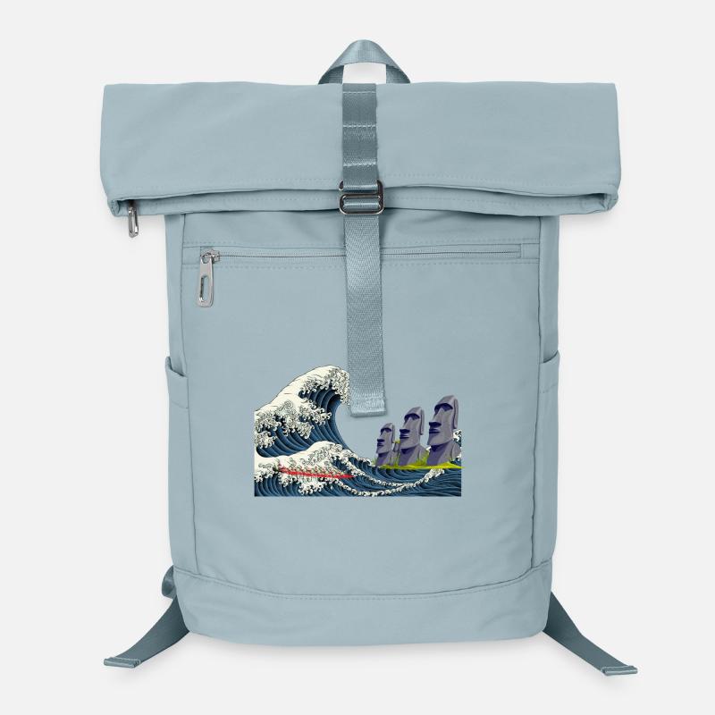 Big Wave Hokusai Statuen Osterinsel Chile Laptop-Rucksack 