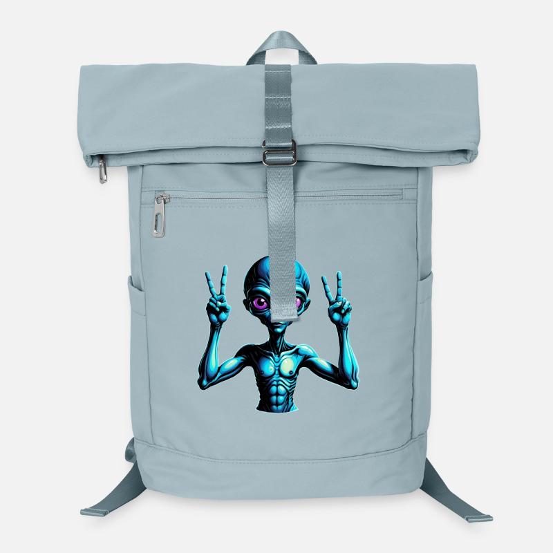 Futuristic Alien Peace Sign Illustration Laptop Backpack