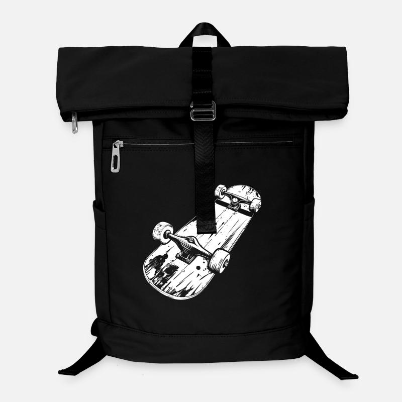 Dessin de planche à roulettes - Sac à dos ordinateur - noir