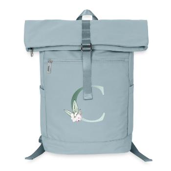 C Monogramme, Floral, Personnalisable - Sac à dos ordinateur - bleu glacier - Devant