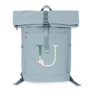U Monogramm, Floral, personalisierbar - Laptop-Rucksack  - Eisblau - Vorne