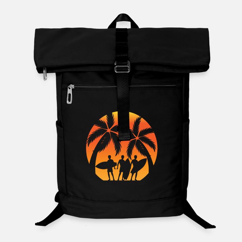 Sonnenuntergang Surfer Palmen Laptop-Rucksack 