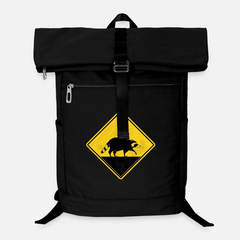 Raccoon Yellow Verkehrsschild Laptop-Rucksack 