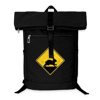 Rabbit yellow road sign - Laptop Backpack - black - Front