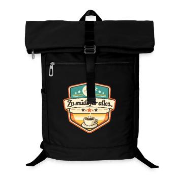 Zu müde für alles – Kaffee Badge - Laptop-Rucksack  - Schwarz - Vorne