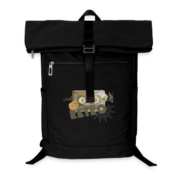 Retro Kassette Collage - Laptop-Rucksack  - Schwarz - Vorne