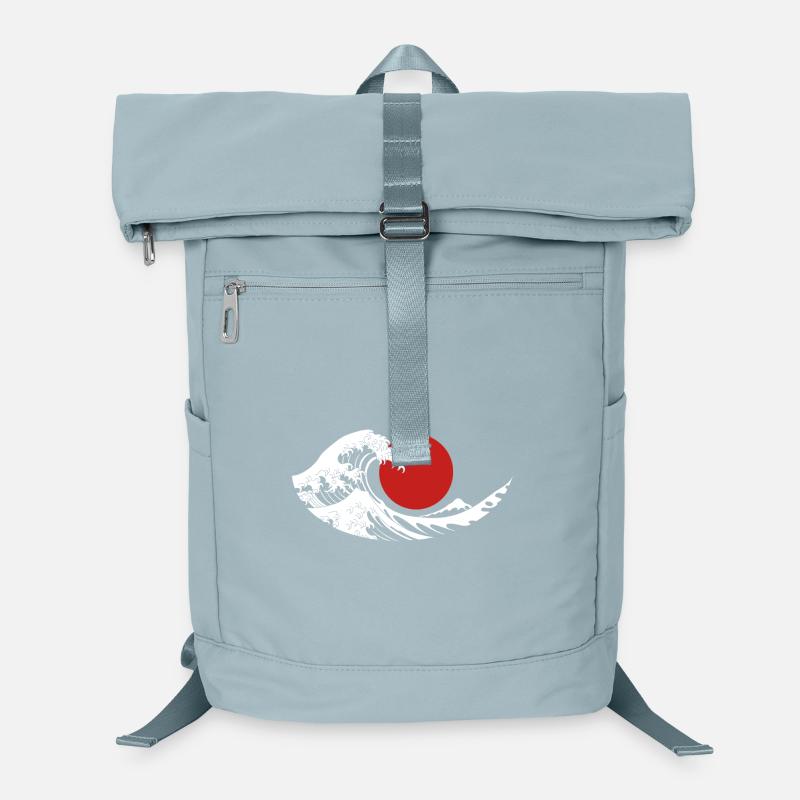 Esthétique japonaise du Soleil Rouge de la Grande Vague Sac à dos ordinateur