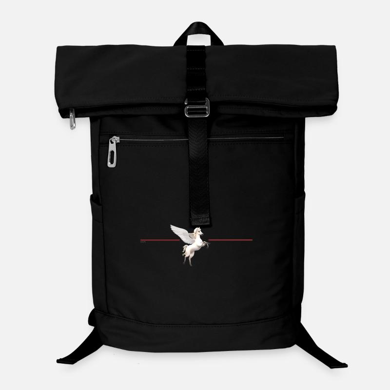 Flügel-Einhorn vor roten Linien Laptop-Rucksack 