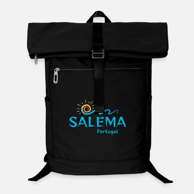 Salema Portugal-Coastal Wave Illustration Laptop Backpack