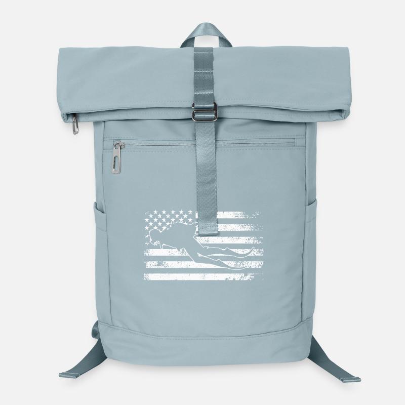Surfing Silhouette on Weathered US Flag Laptop Backpack