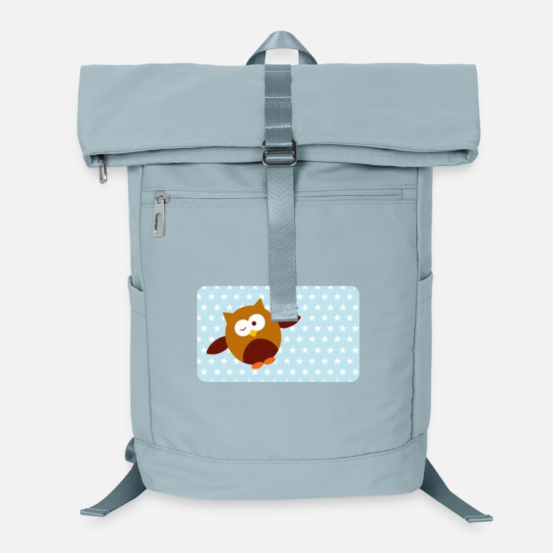 Drôle de hibou avec astérisque bleu | Personnalisable Sac à dos ordinateur