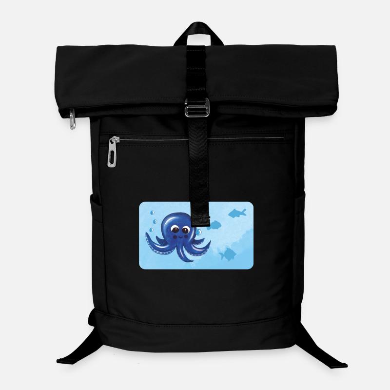 Drôle de pieuvre et de poisson avec des bulles Sac à dos ordinateur