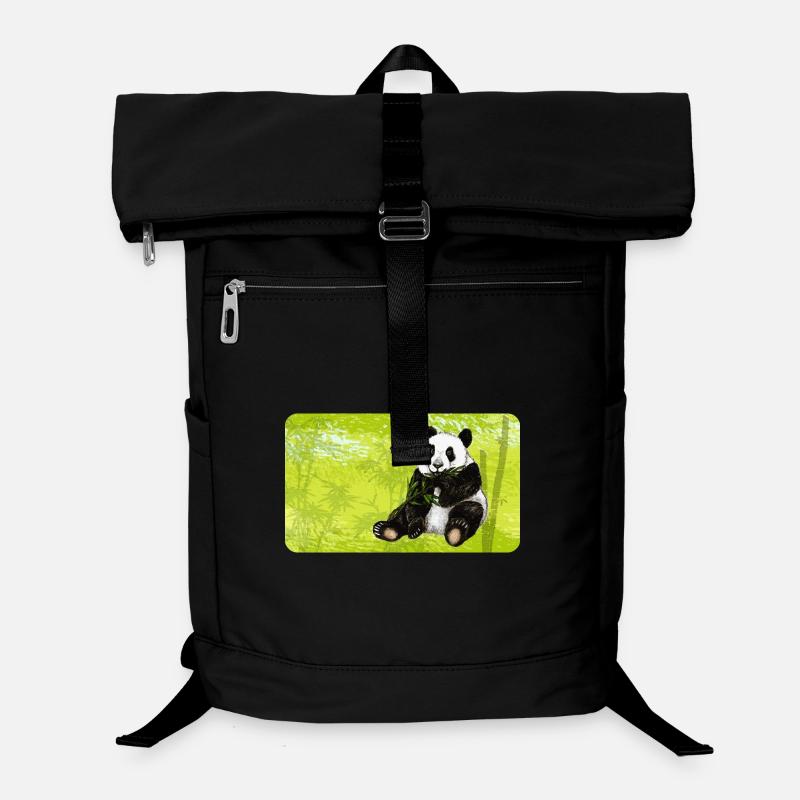 Cute panda bear with bamboo in bamboo forest Laptop Backpack