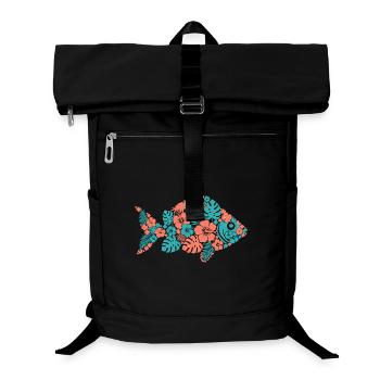 Tropischer Blumenfisch Silhouette - Laptop-Rucksack  - Schwarz - Vorne
