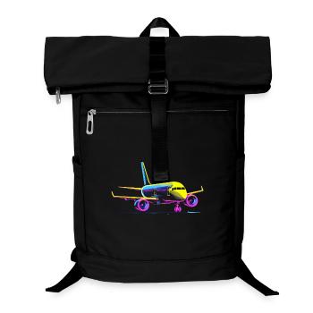 Style de dessin animé d’avion - Sac à dos ordinateur - noir - Devant