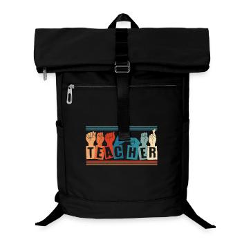 ASL Dolmetscher Gebärdensprache - Laptop-Rucksack  - Schwarz - Vorne