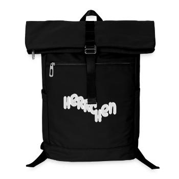 Herrchen Schriftzug 3D - Laptop-Rucksack  - Schwarz - Vorne