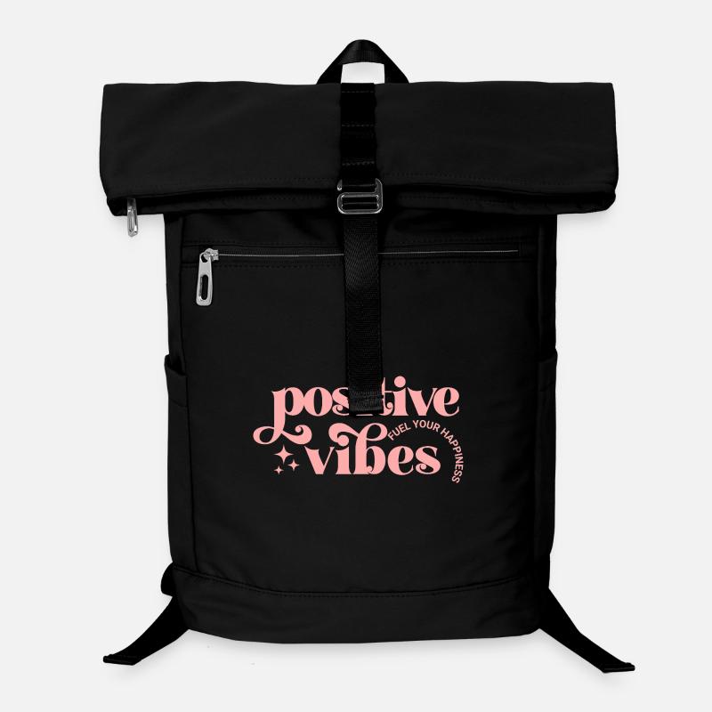 Positive Vibes in Pink Typography Laptop Backpack