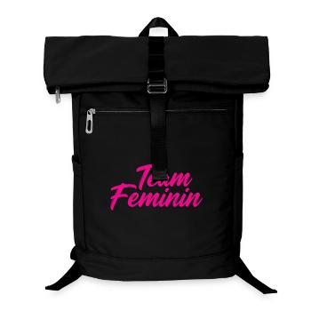 Team Feminin – Pink Girl Power Statement Design - Laptop-Rucksack  - Schwarz - Vorne