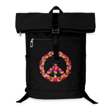 Flower-Power Friedenssymbol Retro-Vibes - Laptop-Rucksack  - Schwarz - Vorne